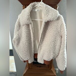 Altar'd State Cream Teddy Jacket Plush Oversized Fit
